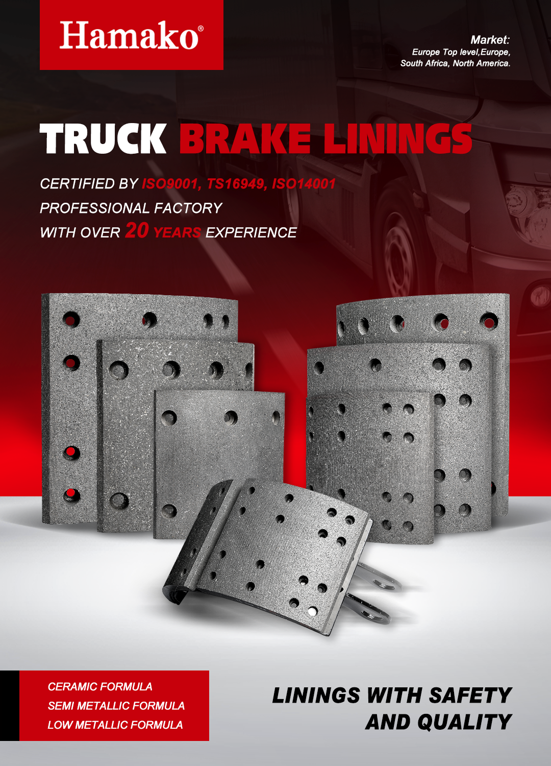 Hamako-- The Professional Manufacturer of truck brake lining